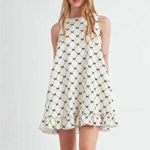 Chic Black and White Patterned Mini Dress